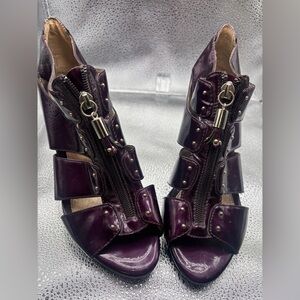 Sofft Purple Peep Toe Heels Zipper Studded Size 8.5 Pumps High Heels